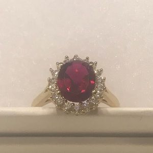 Gold Garnet Ring 14K